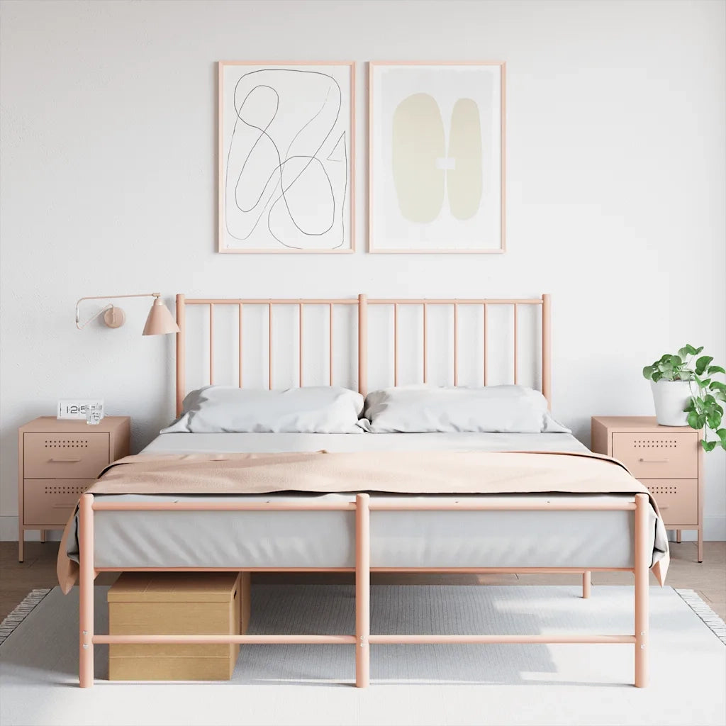 Set di 2 Comodini | Armadio da Notte | Mobiletto da notte Rosa 36x39x50,5 cm in Acciaio