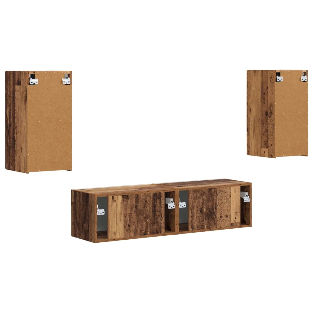 Set mobile TV 4 pcs Legno vecchio Legno multistrato