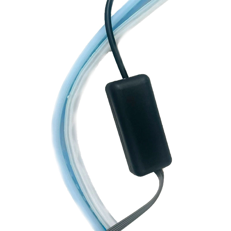 Kit Tubo Neon Striscia Led Auto 60cm X2 Bicolor Flessibile Freccia Dinamica Arancione e Luce Posizione Rosso Posteriore