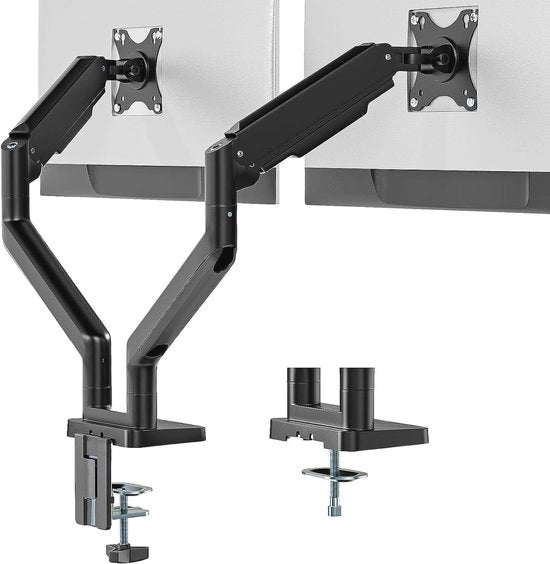 Sostegno per schermo per due monitor da 17 a 35 pollici con capacità di sollevamento aumentata - Regolabile in altezza supporto per monitor per scrivania