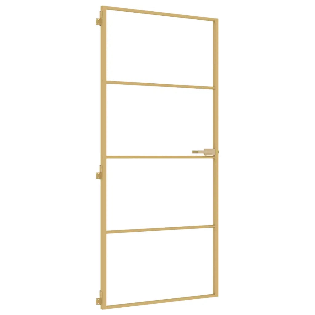 Porta Interni Sottile Oro 93x201,5cm Vetro Temperato Alluminiocod mxl 83812