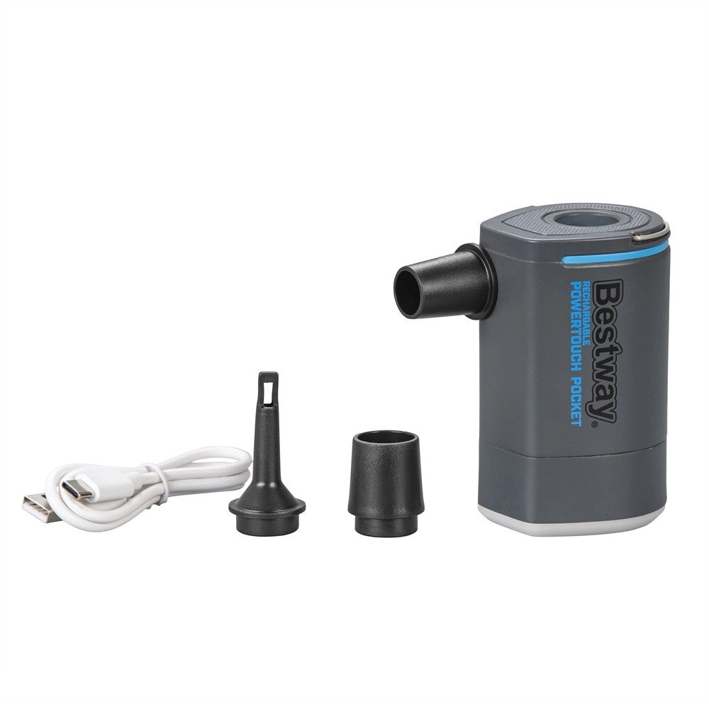 Trade Shop - Pompa Ad Aria Gonfiaggio Powertouch Pocket A Batteria Ricaricabile 200l/min Luce Led 62322 -