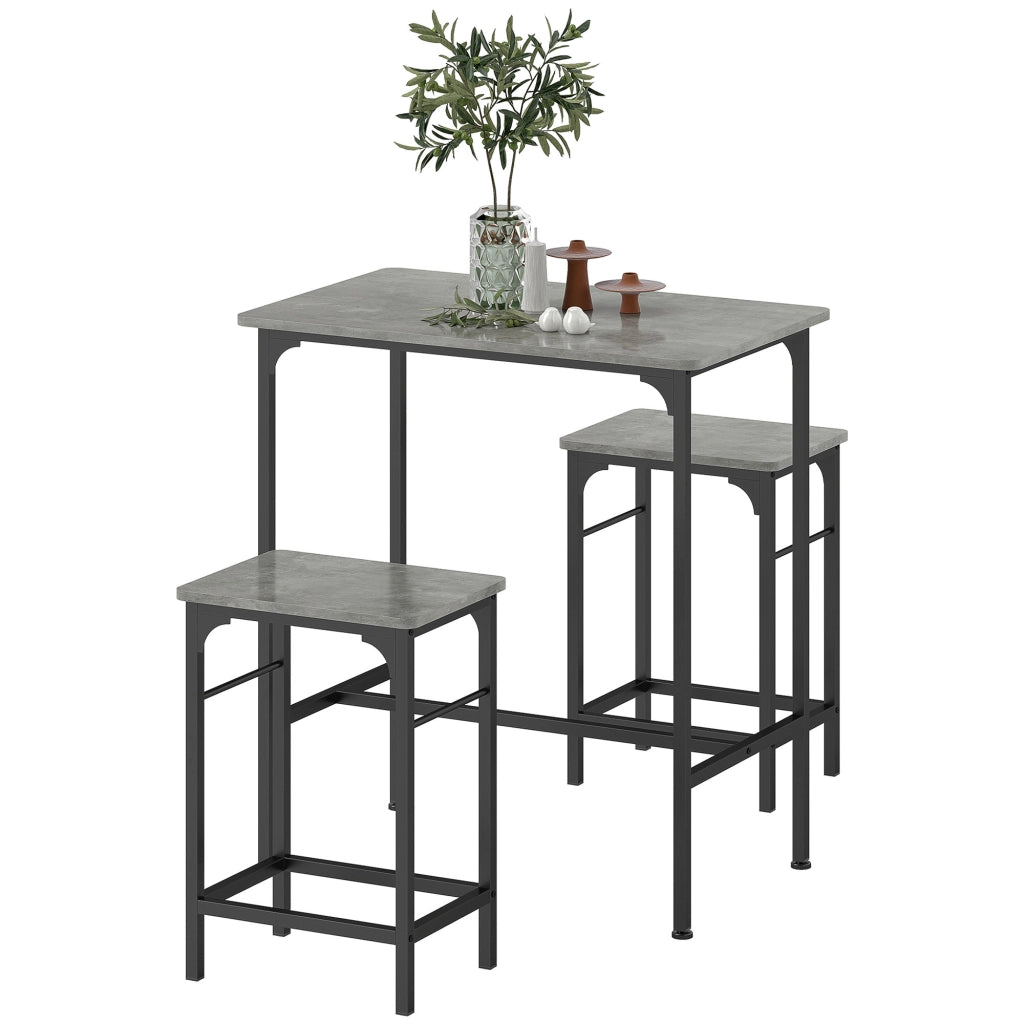 Tavolo da bar con 2 sgabelli ¨C zephmum ¨C grigio, acciaio