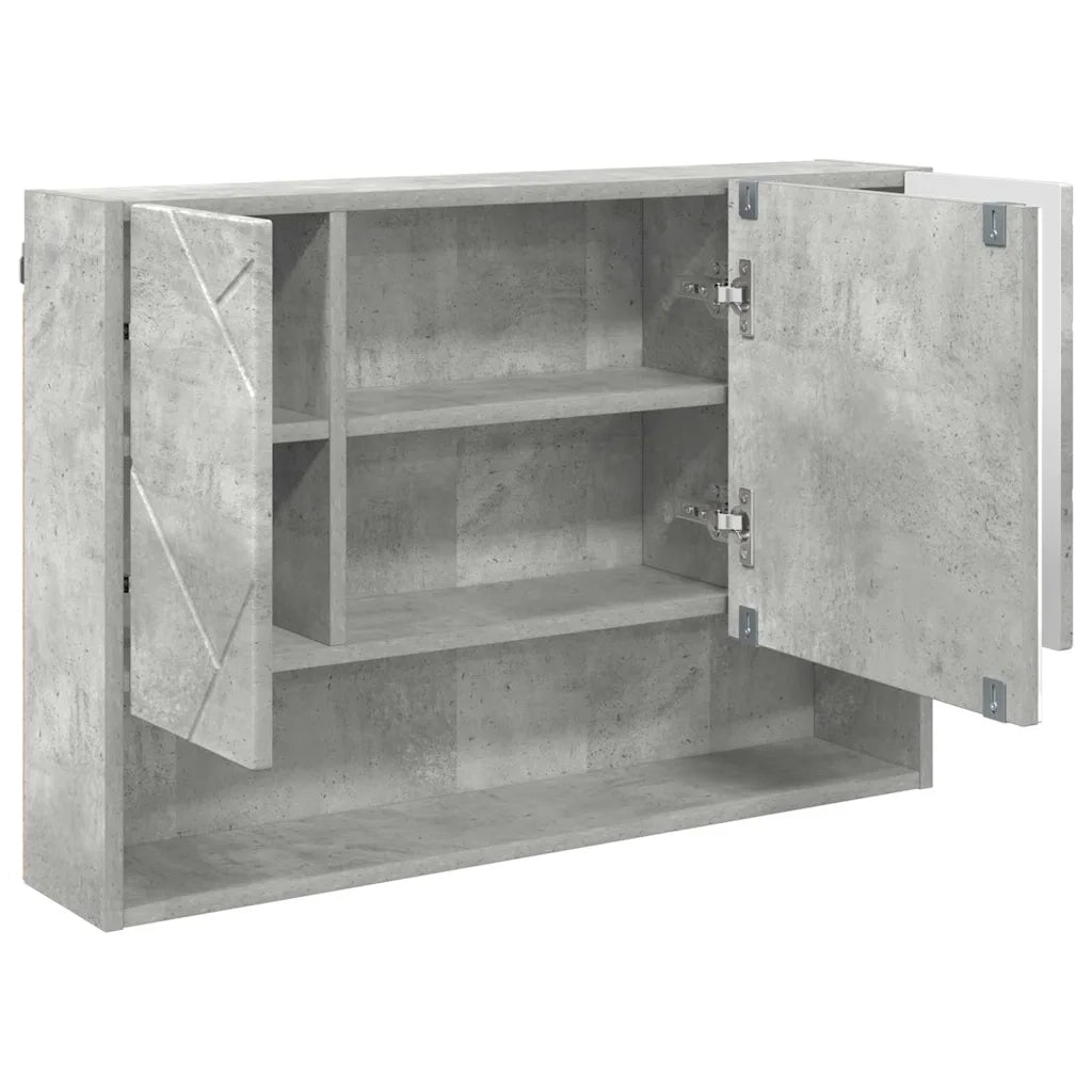 Mobiletto per specchio con porta Grigio cemento 80 x 17 x 55 cm 883357
