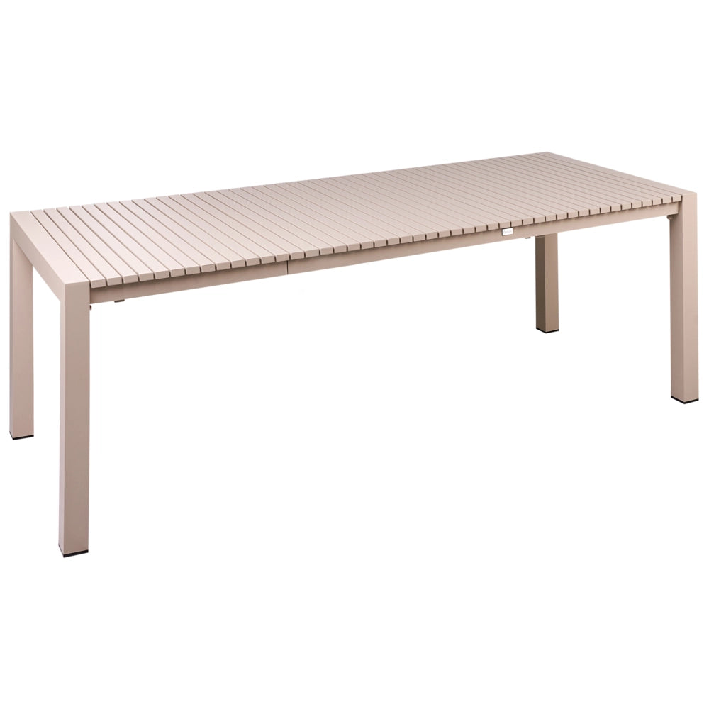 Tavolo da giardino allungabile 160/220 x 90 cm in alluminio color sabbia beige arredo da esterno verniciato a polvere