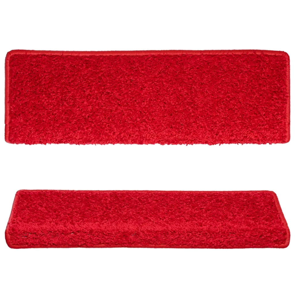 Tappetini per scale 15 pz 65x21x4 cm Rosso Bordo rettangolare 134582