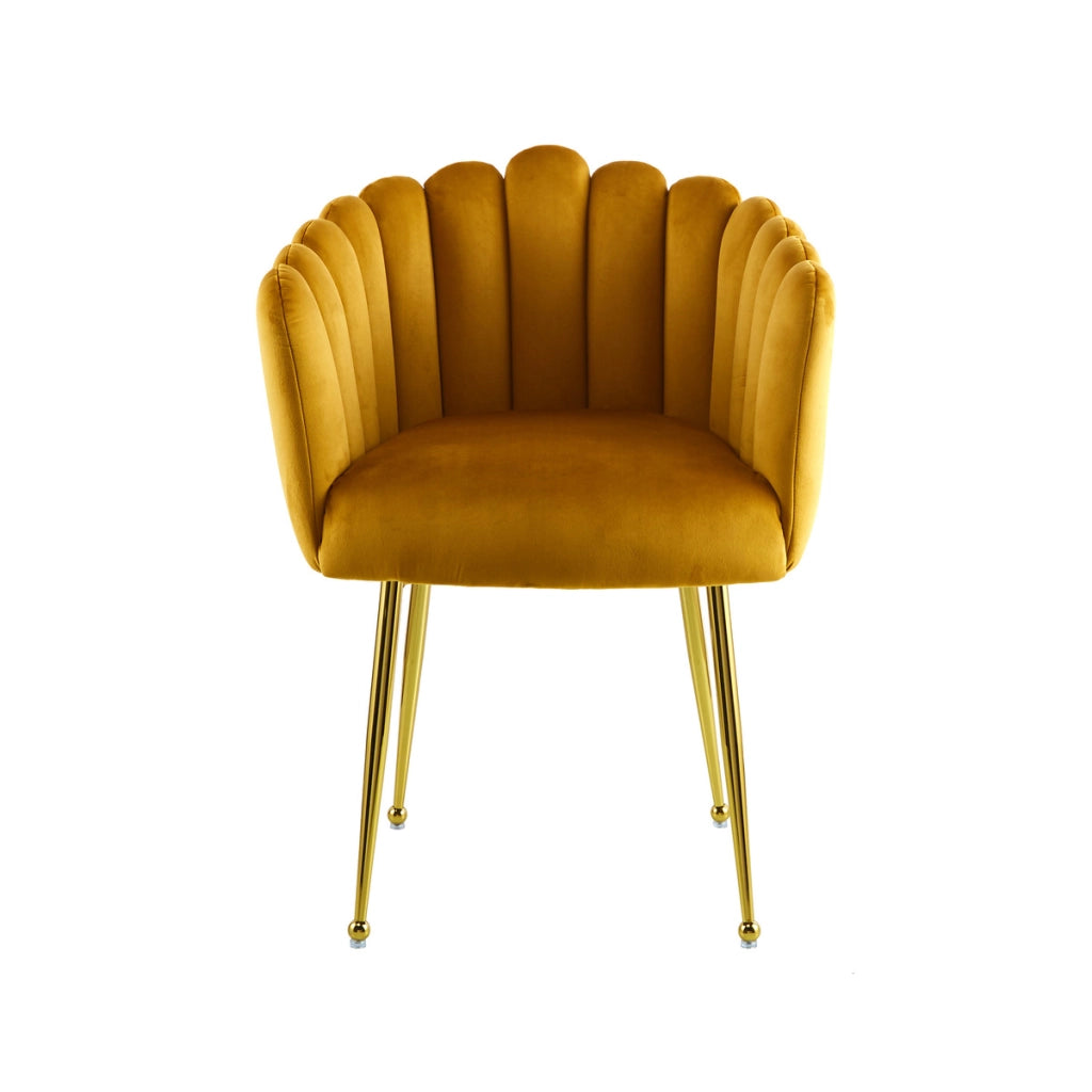 Sedia di design Muna in velluto arancione e gambe dorate
