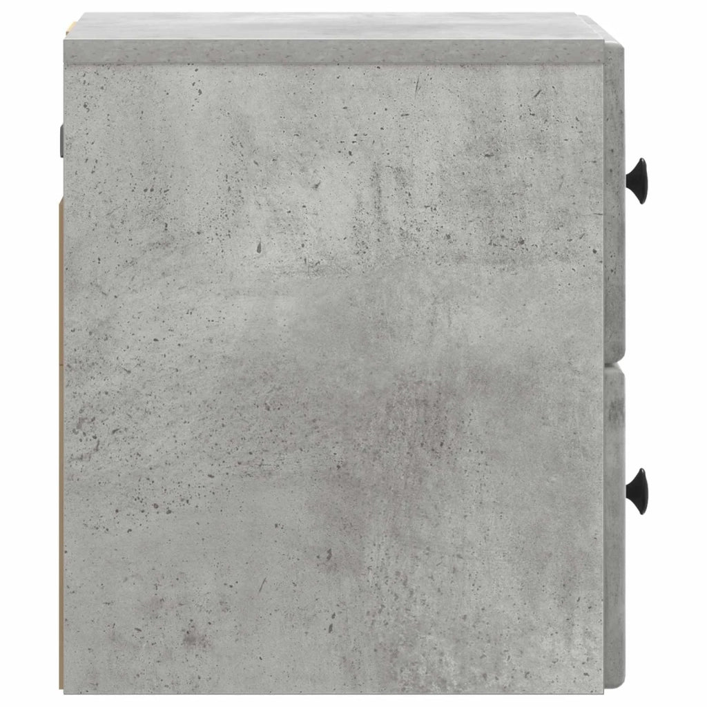 Mobiletto da notte a muro con cassetto 2 pcs Grigio Cemento