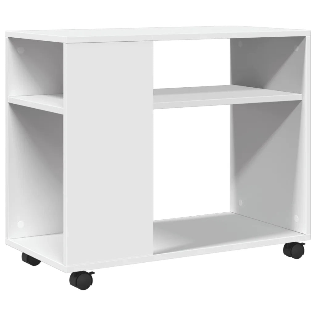 Tavolino con Ruote-Tavolino da soggiorno-Tavolo Bianco 70x35x60 cm in Truciolato