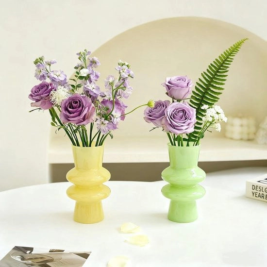 Vasi da tavolo in vetro moderno, 20 cm alti, vasi a quattro strati in vetro, vasi con fiori a bolle, vasi decorativi in vetro latte, vasi da tavolo per matrimoni e regali di benvenuto.