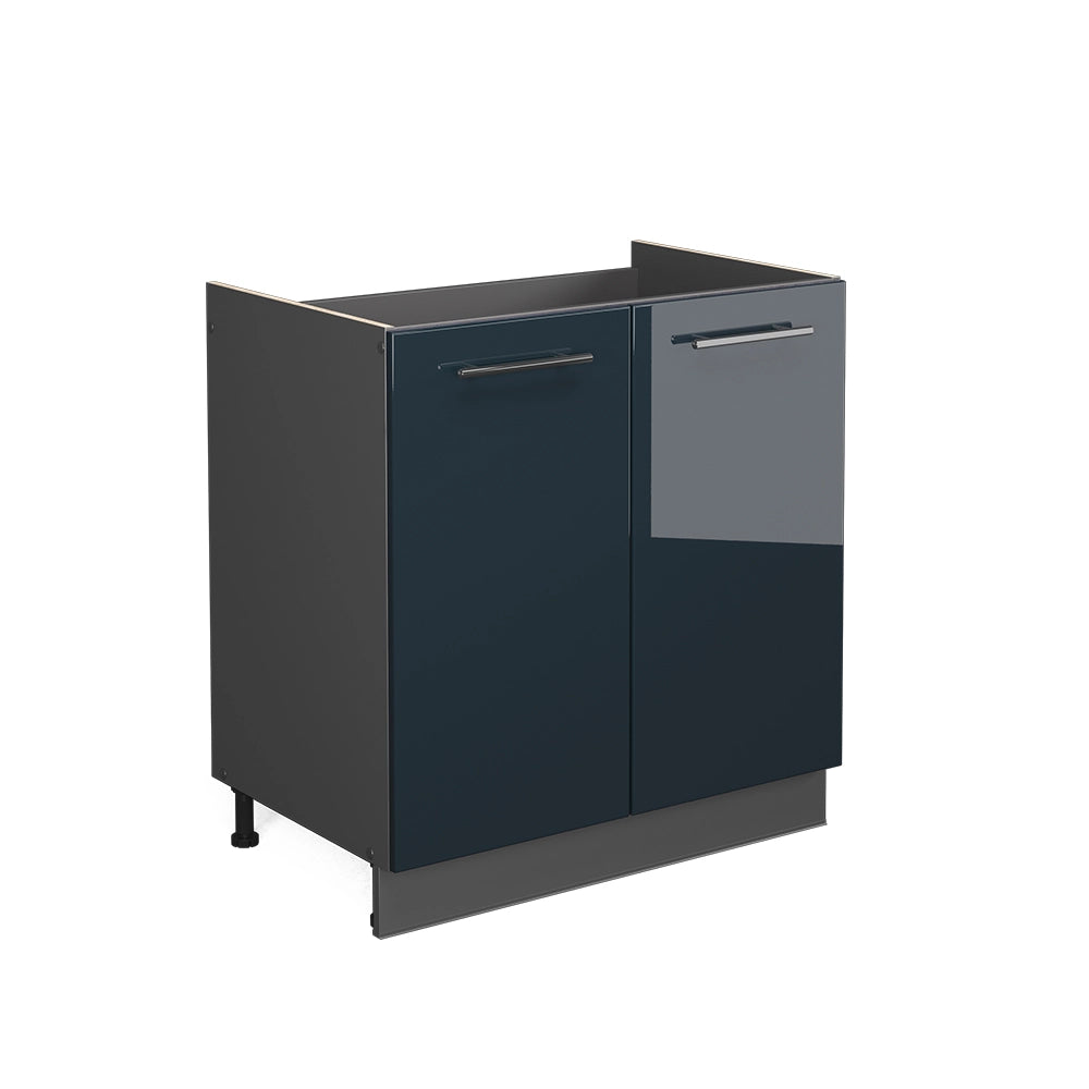 Vicco Mobile lavello cucina Blu scuro lucido 80 cm senza piano di lavoro
