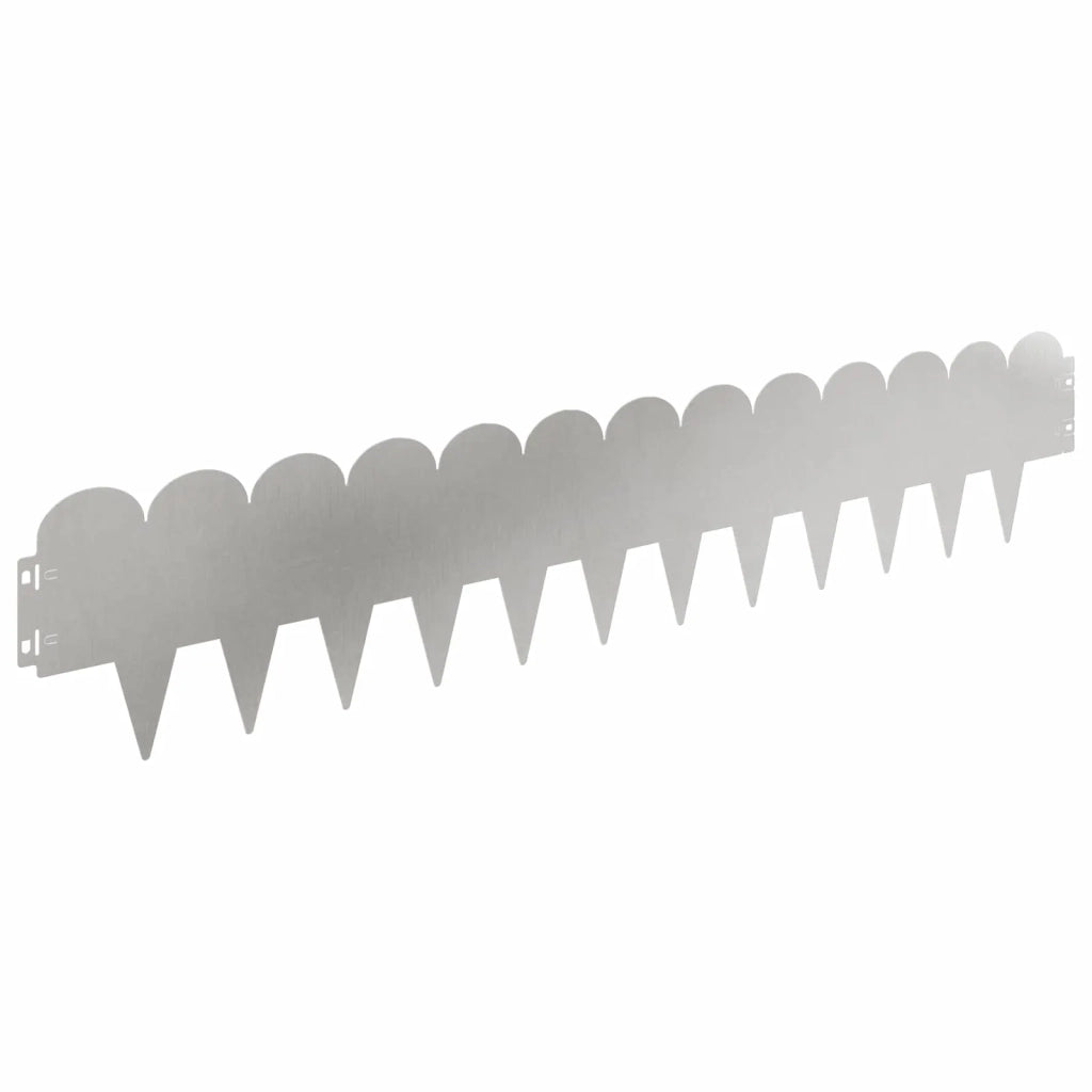 Bordura per Prato 10 pcs 103 x 20 cm Acciaio Argento 8008684