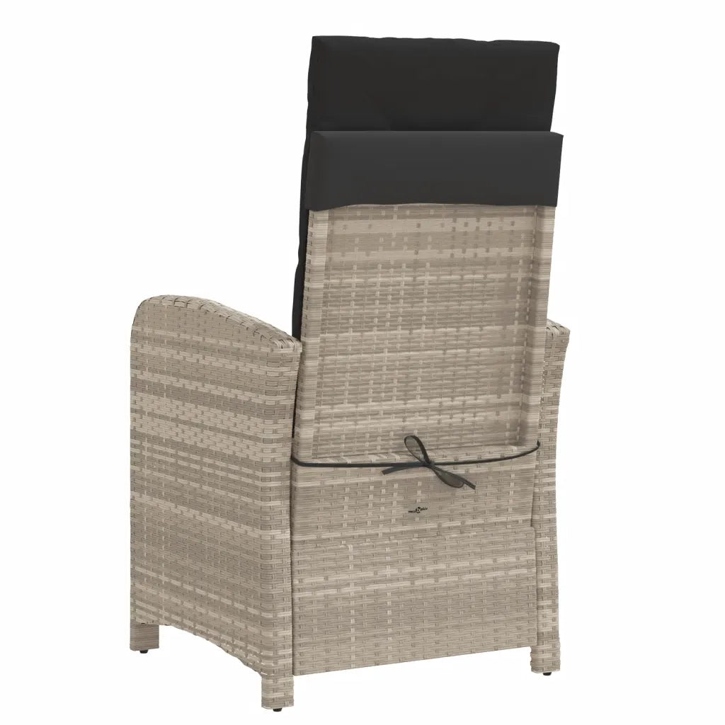 Sedia Reclinabile Giardino Poggiapiedi Grigio Chiaro Polyrattan 365190