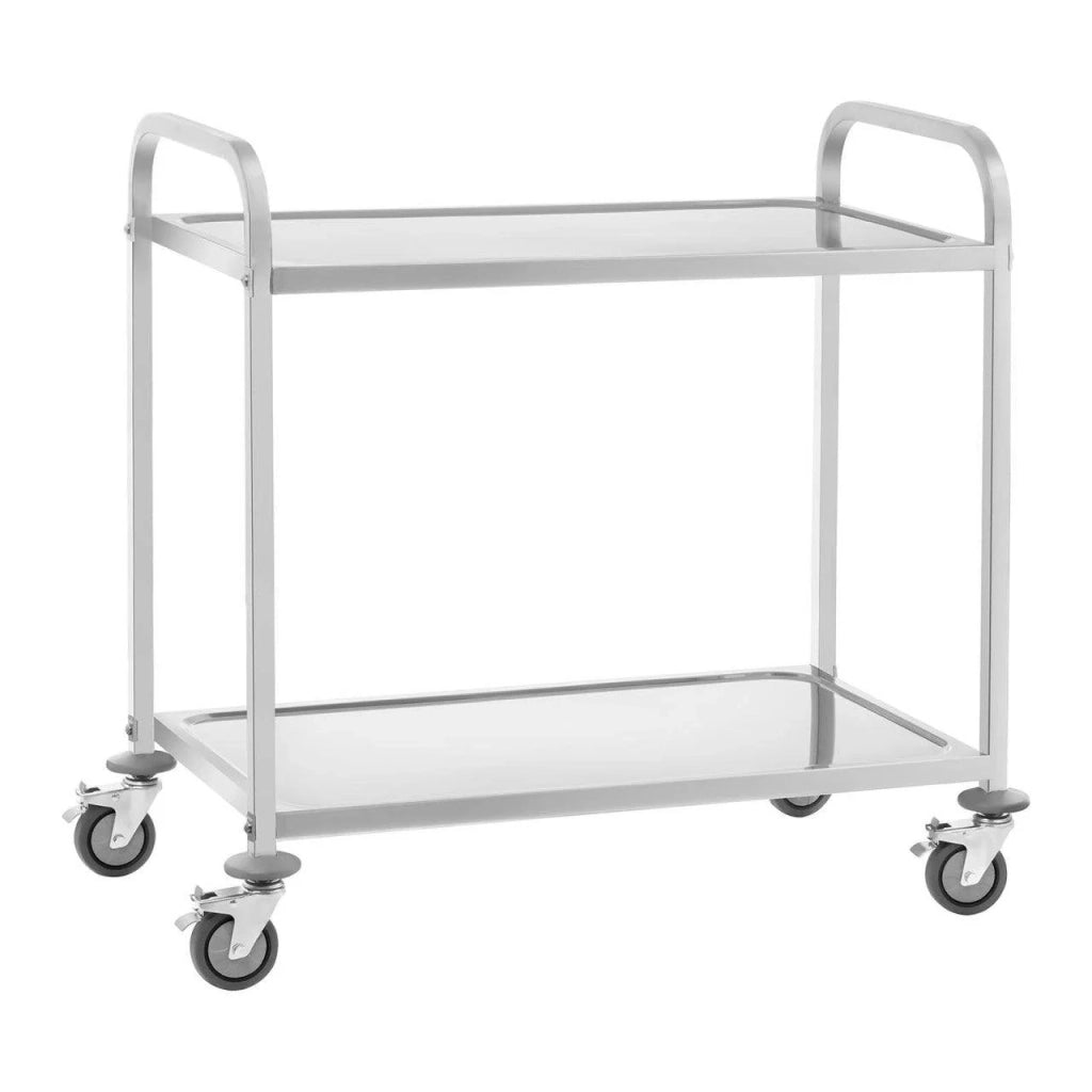 Carrello di servizio in acciaio - 2 ripiani - fino a 160 kg - 2 freni in acciaio 14_0000947