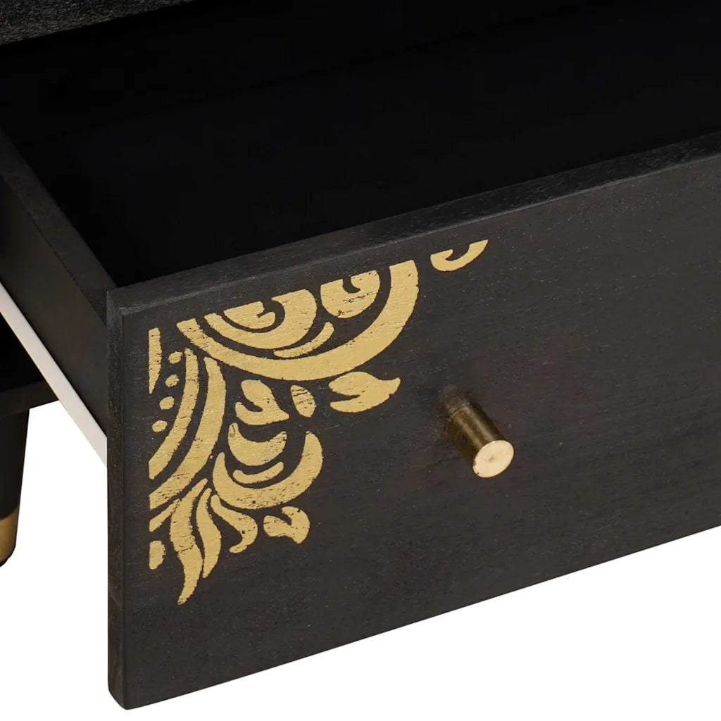 Credenza 2 pcs Nero 60 x 33 x 75 cm Legno di mango massello