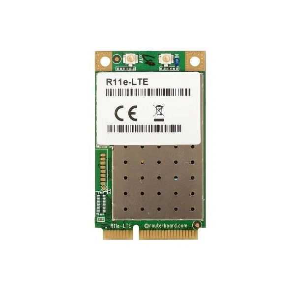 Mikrotik 2g/3g/4g/lte minipci-e card with 2 x u.fl connectors for bands 1/2/3/5/7/8/20/38/40 - R11E-LTE