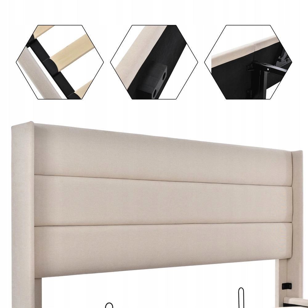 Letto contenitore - Xylo - 140x200 cm - Bianco trapuntato