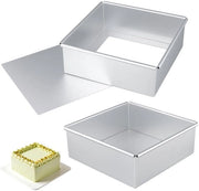 Set di Cuscinetti per Torta e Quiche, 20 cm, Set da 2, Cuscinetto Quadrato con Base Rimovibile, in Alluminio, Ideale per Torta e Quiche, Cuscinetto per Cottura