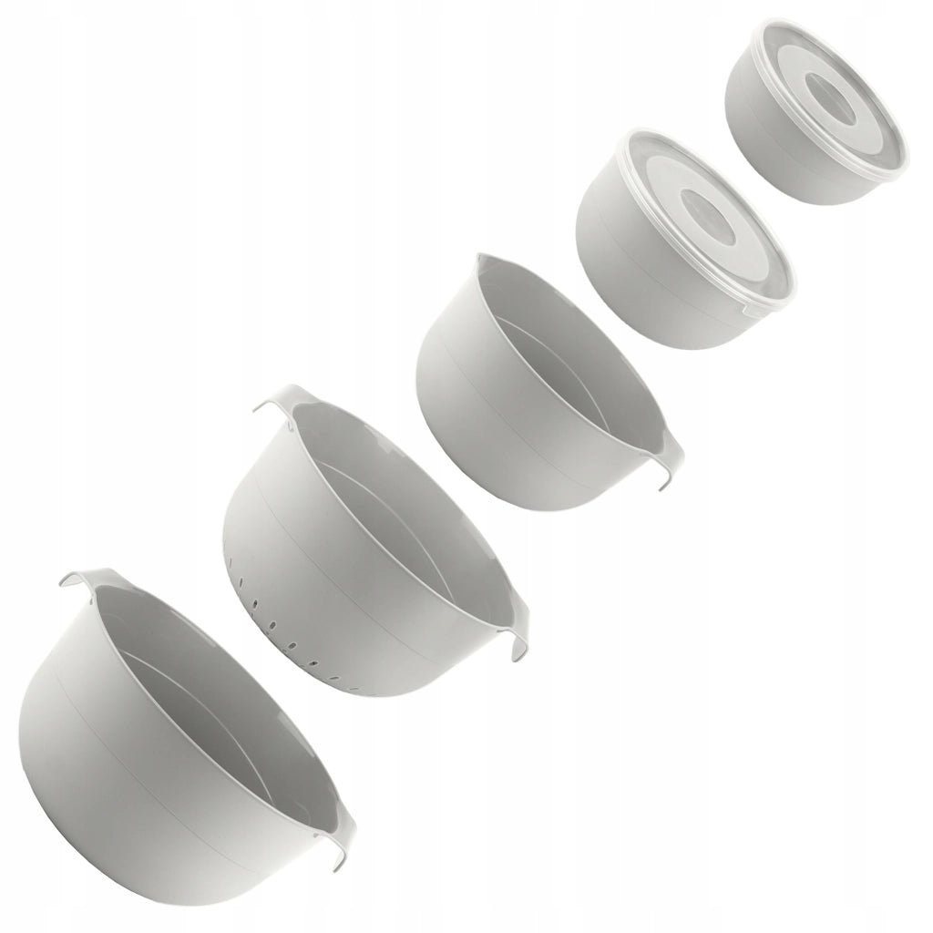 Set di ciotole da cucina KADAX in plastica con coperchi, scolapasta e filtro, 7 pezzi