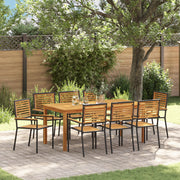 Set da pranzo da giardino  9 pezzi Nero Polyrattan Acacia