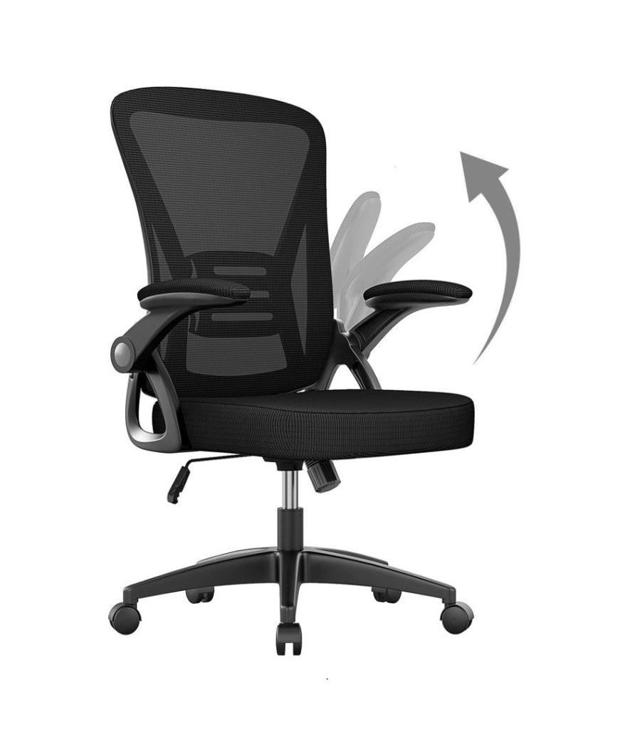 FENIXSHOP24 Sedia da Ufficio Ergonomica con Supporto Lombare, con Braccioli regolabili, Regolazione in Altezza, Poltrona girevole con ruote e rete traspirante – Nera - HLD-1809