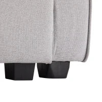 Divano Moderno a 4 Posti in Tessuto di Lino con Tasche sui Braccioli e 4 Cuscini Lombari, Adatto per Soggiorno e Ufficio, 264x83x87 cm, Grigio