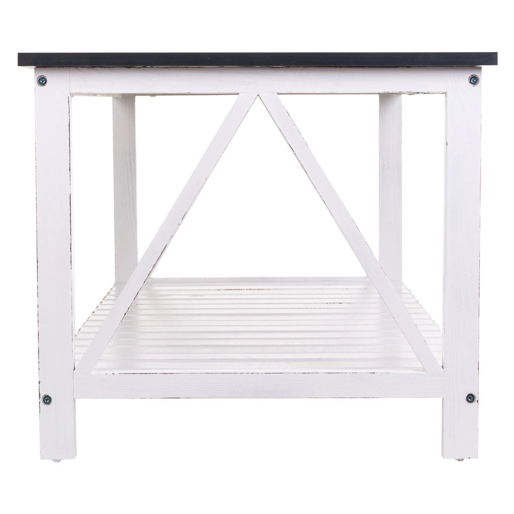 Tavolino in legno bianco 92x53x46h