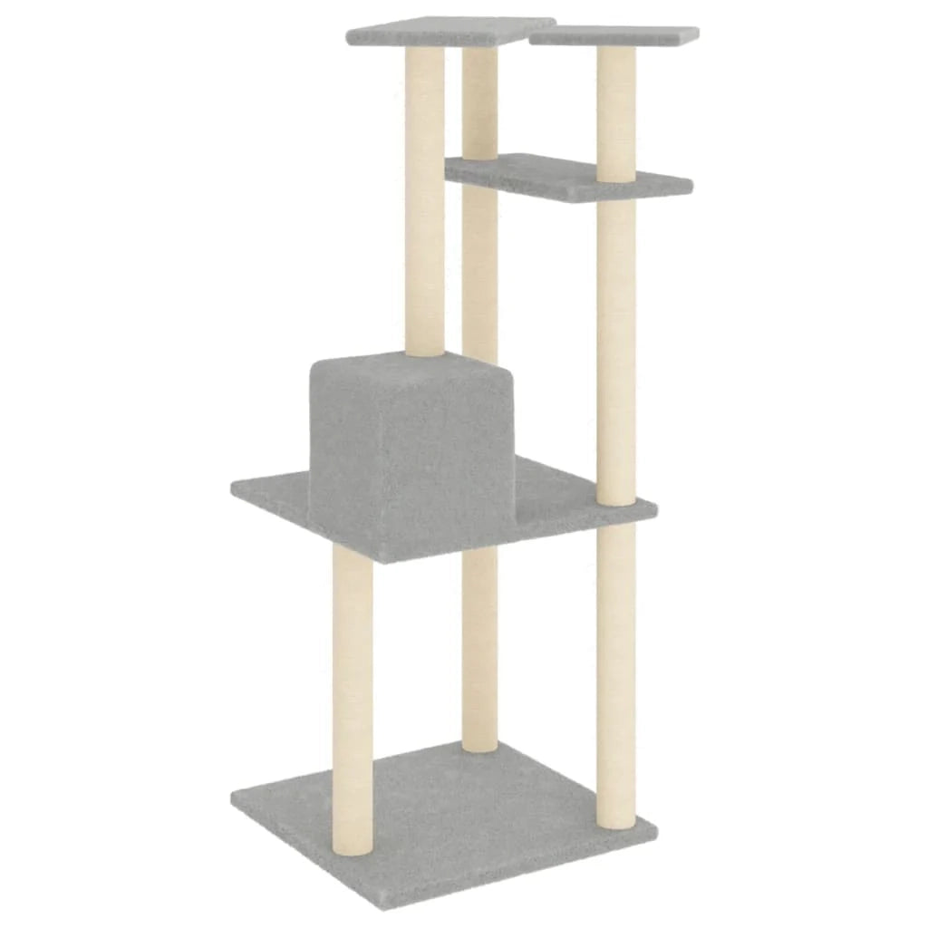 Tiragraffi per gatti torre per arrampicata giocattolo piattaforma per arrampicata con tiragraffi in sisal leggero 123 cm grigio 02_0022557