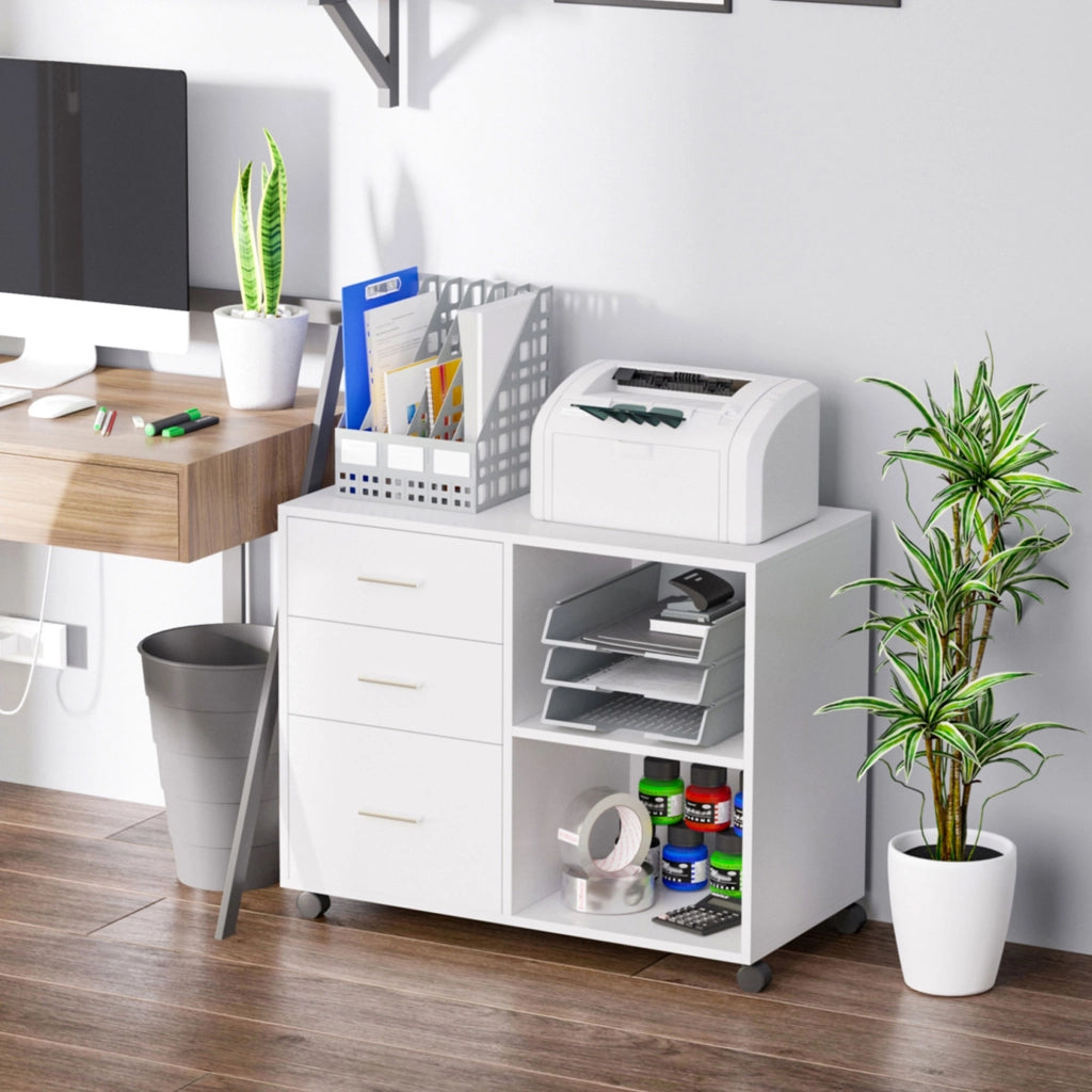 Scrivania con cassetti e scaffale ¨C zephmum ¨C bianco 80x40x65 cm