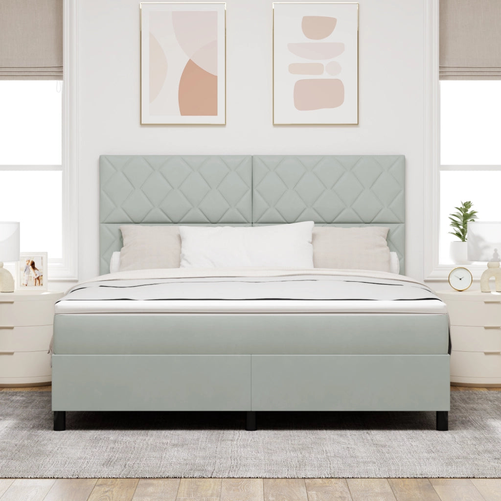 Letto con Rete a Molle e Materasso & Luce LED Grigio Chiaro 180x200 cm Velluto