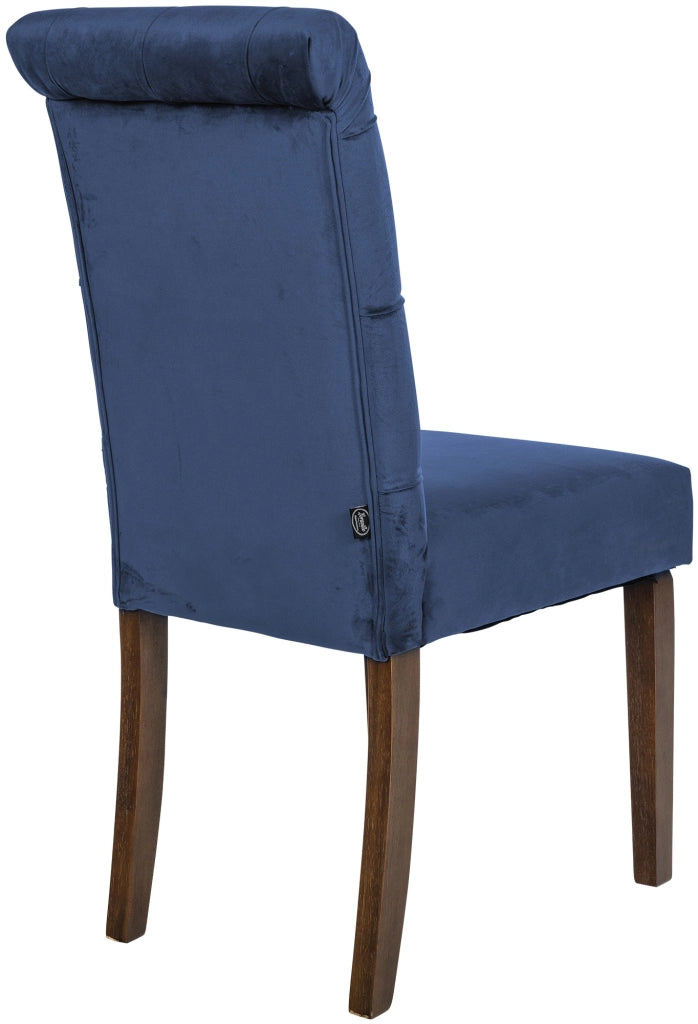 Sedia da cucina Lisburn design Chesterfield blu,Velluto