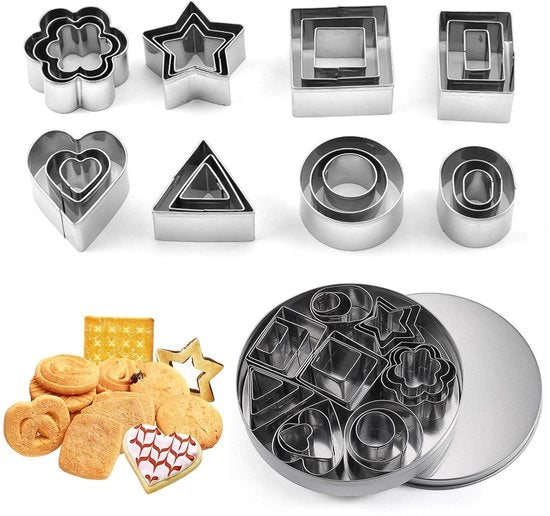 Set di Forme a Biscotto da 24 Pezzi Miniature Forme a Biscotto per la Festa di Natale da Cuocere, Argento