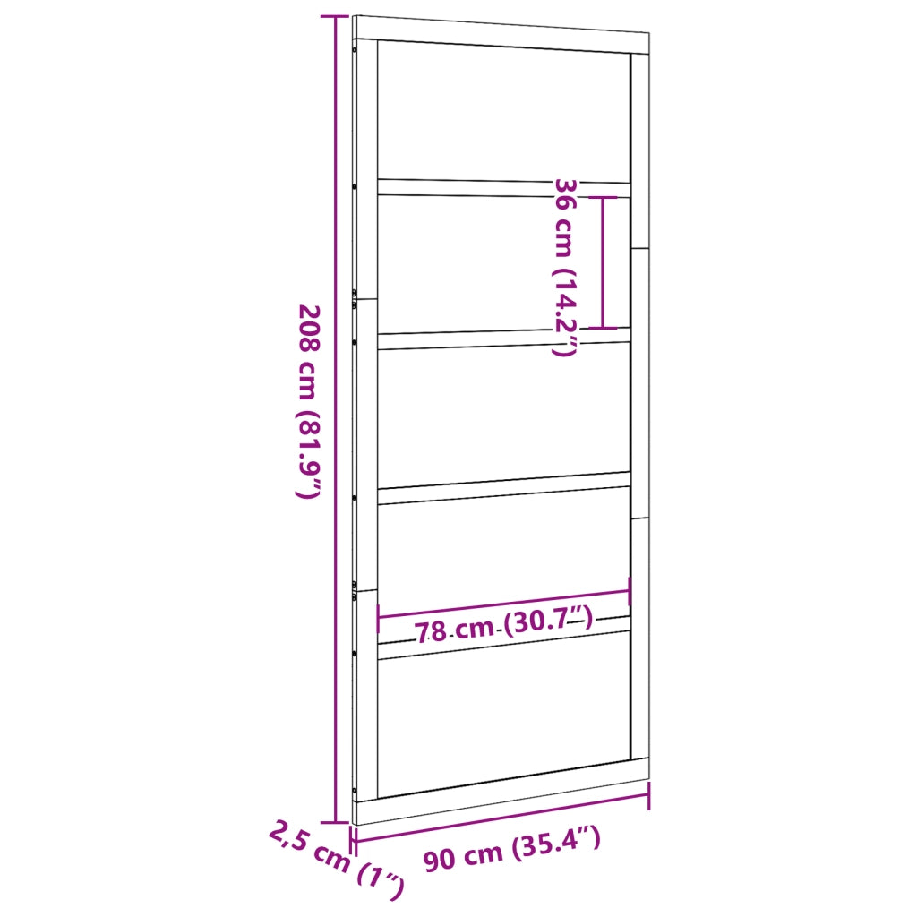 Porta a Fienile Bianca 90x208 cm in Legno Massello di Pino