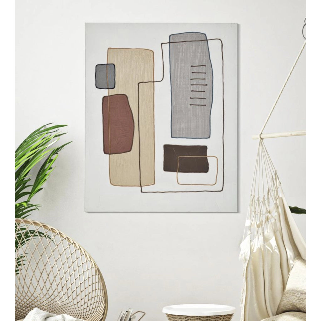 Stampa su Tela Geometrico 24, Multicolore, Legno, 80x2,8x100 cm
