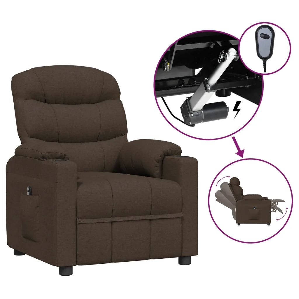 Poltrona Elettrica Reclinabile Marrone Scuro in Tessuto 3143496