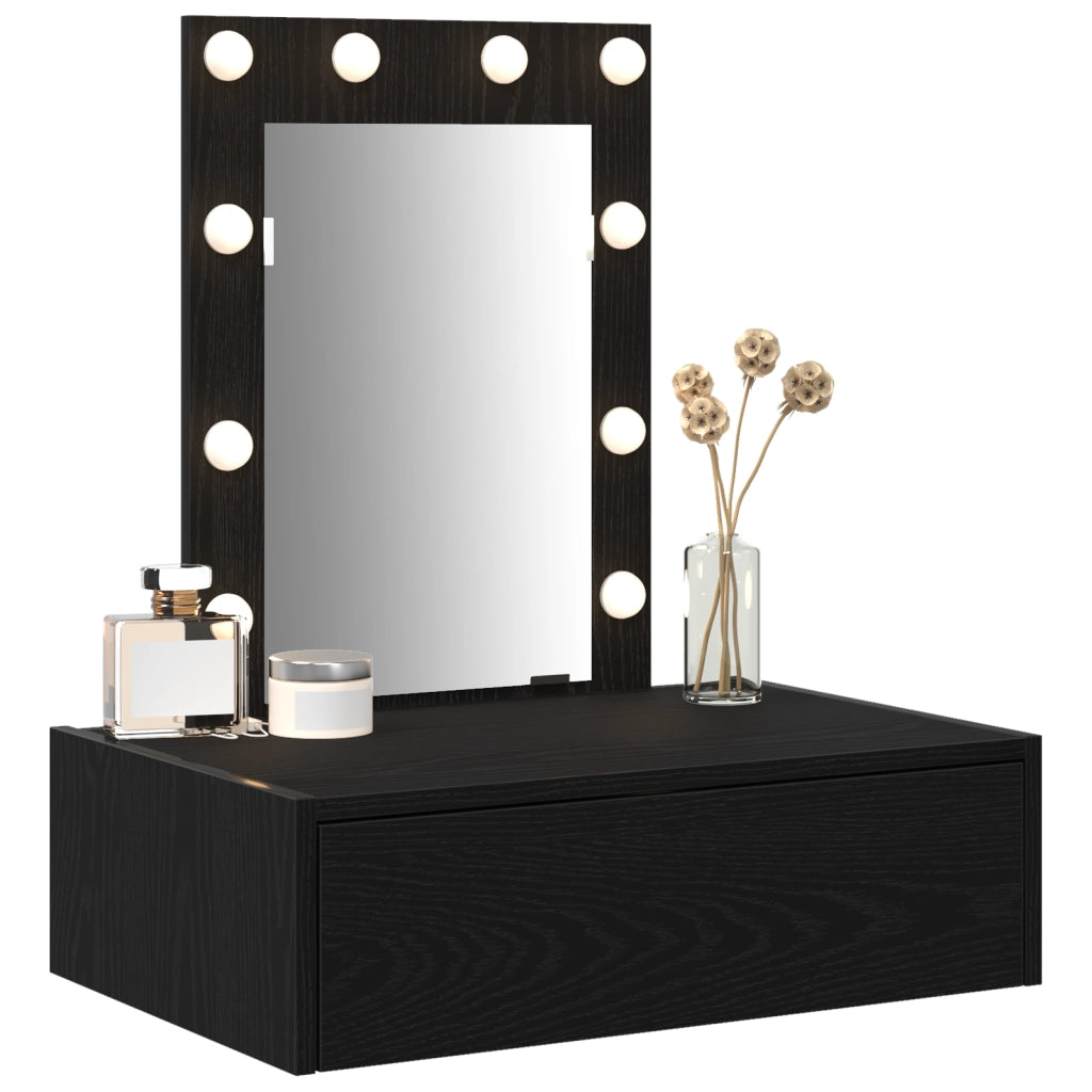 Toeletta da Parete con Luci LED - Rovere Nero
