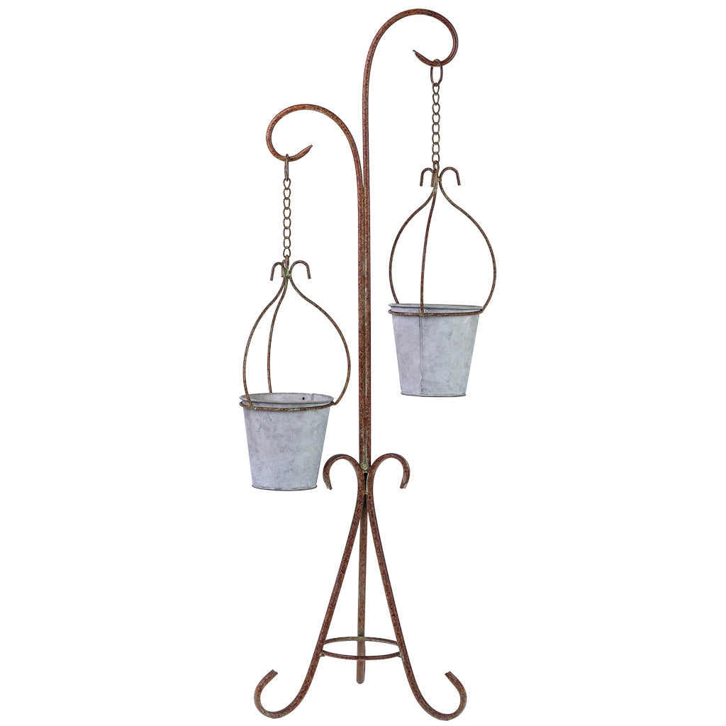 Supporto in metallo per 2 vasi rame 27,94x24,13x92,71h cm