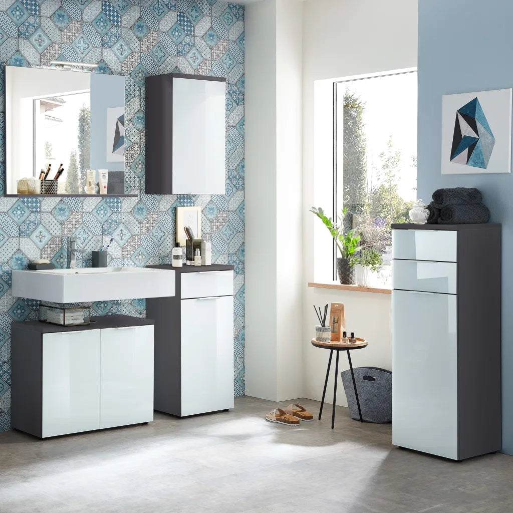 Germania Mobile Sottolavabo da Bagno GW-Pescara Grafite e Bianco 436470