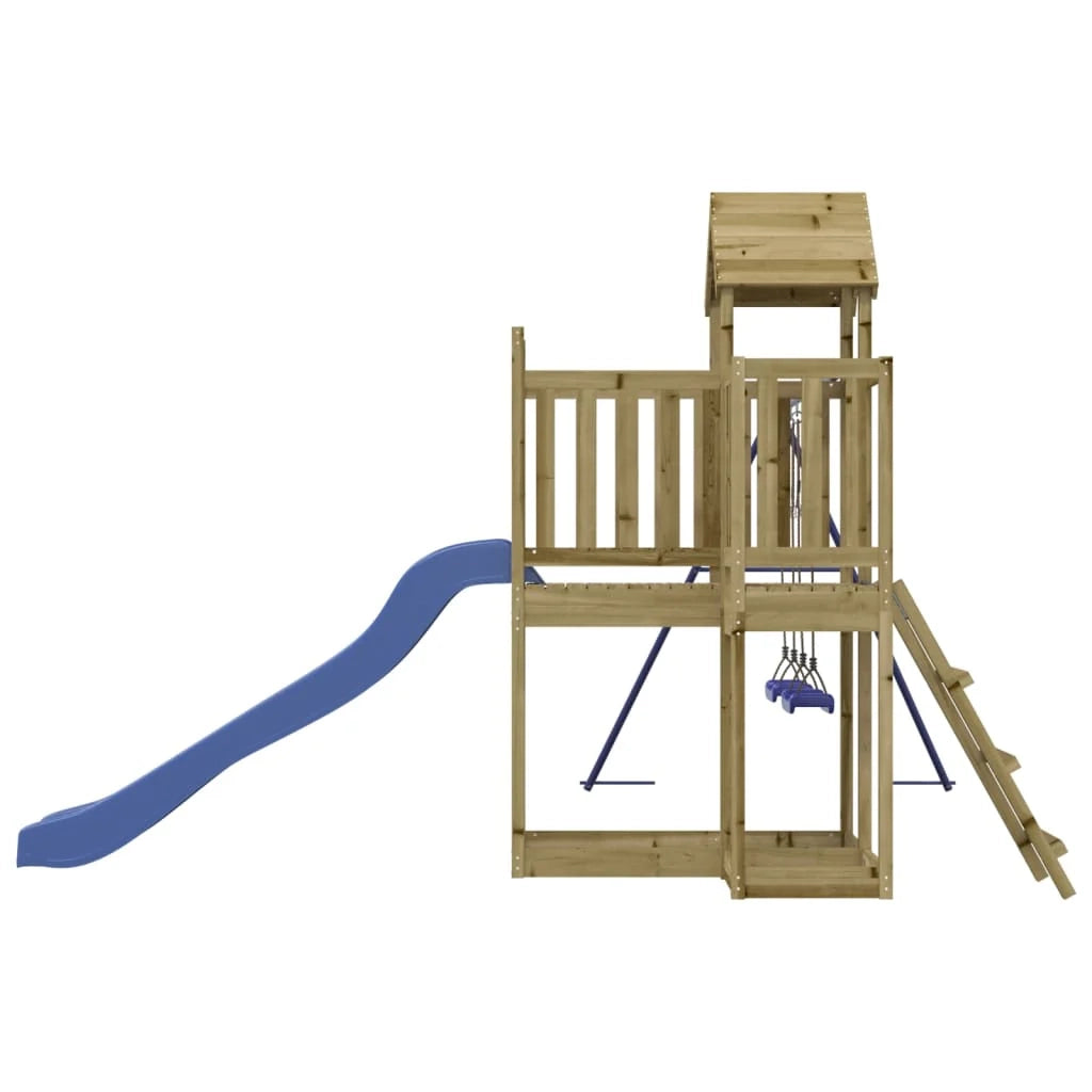 Altalene per parco giochi all'aperto scivolo altalene robuste giochi da giardino legno di pino impregnato 02_0004652