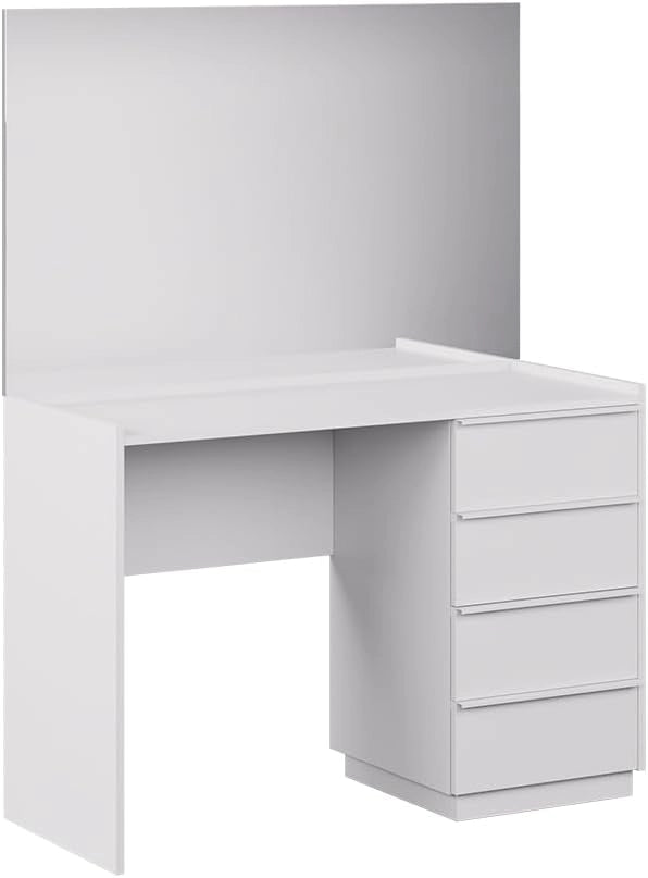 Tavolo da toeletta Viktoria, Bianco, 110 cm con specchio, porta un tocco moderno all’ambiente