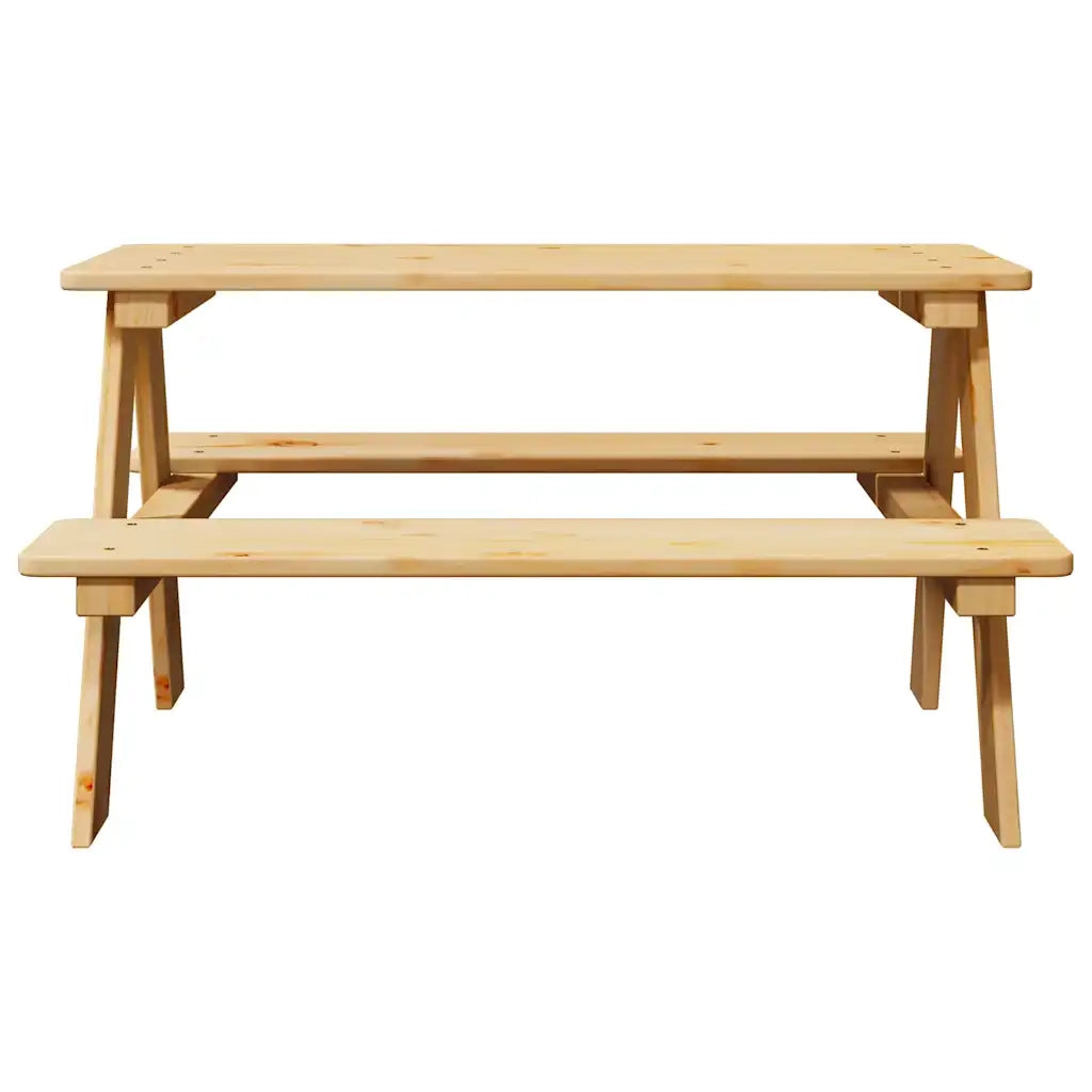 Tavolo per Bambini con Panche IRUN 90x79,5x50 cm Legno Massello 42000163
