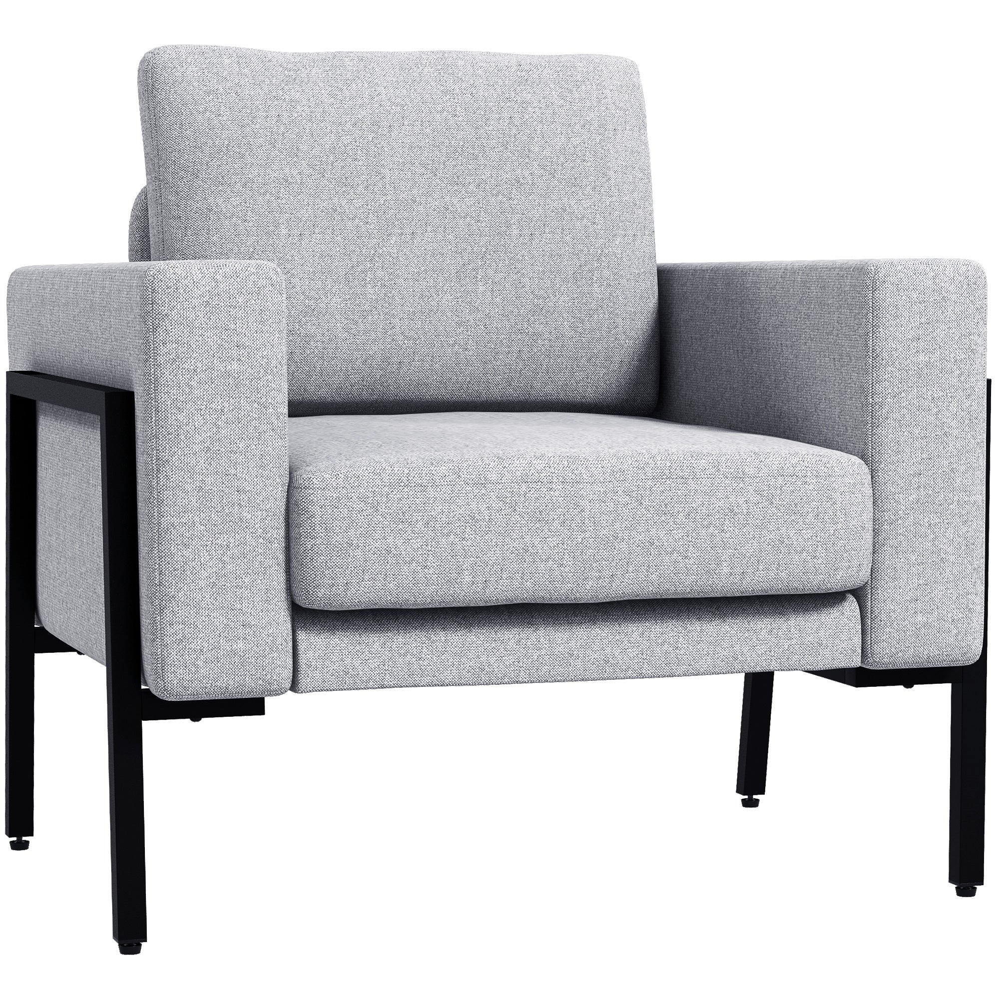 Poltrona Imbottita 82x70x83,5 cm in Poliestere Grigio Chiaro