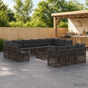 Set Divano da Giardino 14 pz Grigio polyrattan 3434408