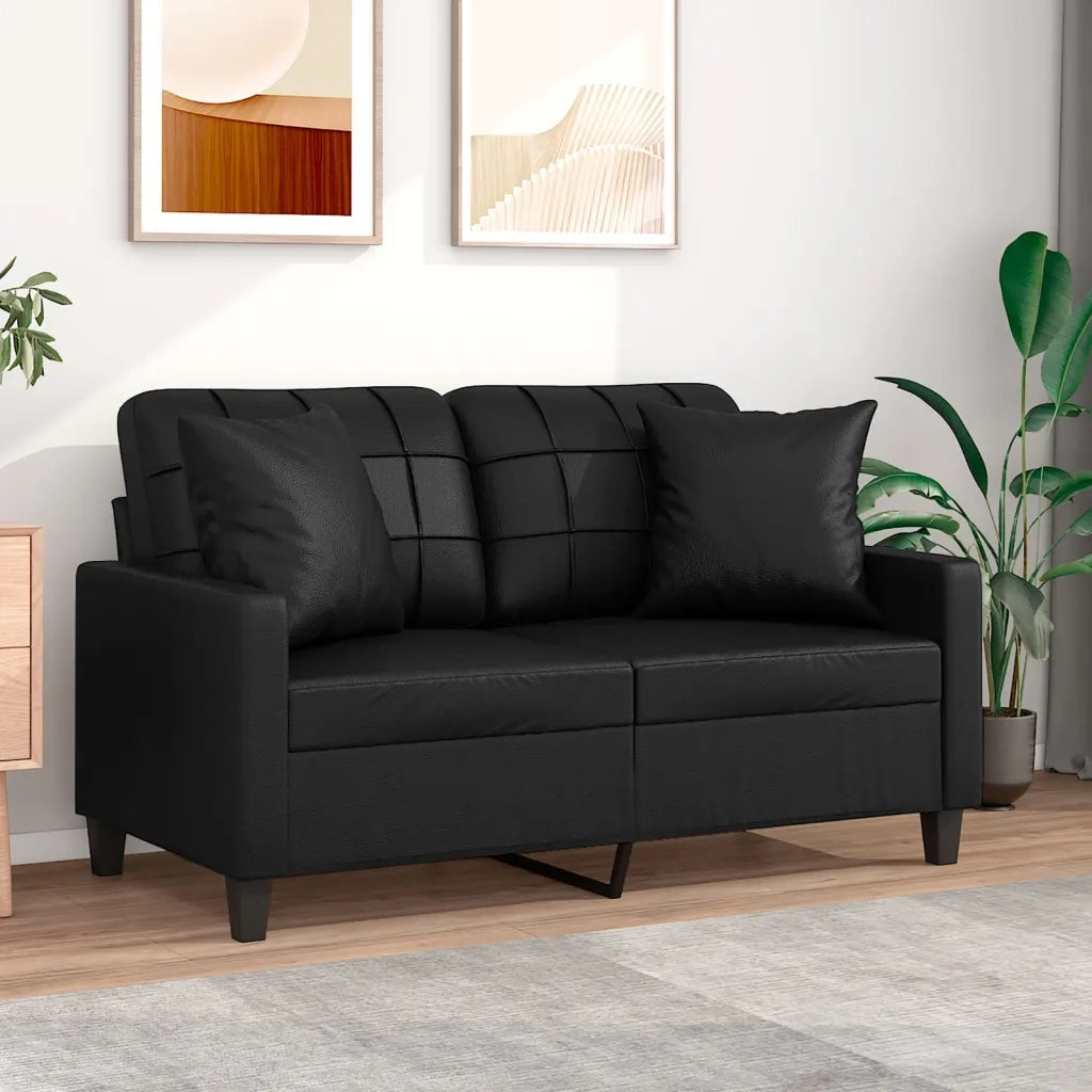 Divano a 2 Posti con Cuscini-Sofa 2 Posti con Cuscini Nero 120 cm in Similpelle 782443