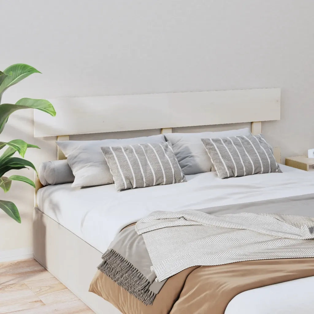 Testiera per Letto Bianca 164x3x81 cm in Legno Massello di Pino 819081
