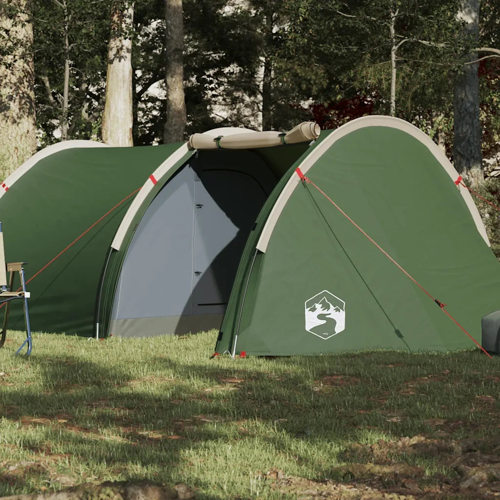 Tenda da Campeggio a Tunnel per 4 Persone-Tenda per Escursionismo Verde Impermeabile 994572