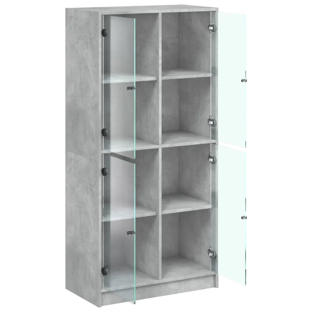 Credenza con Ante Grigio Cemento 68x37x142 cm Legno Multistrato 487610