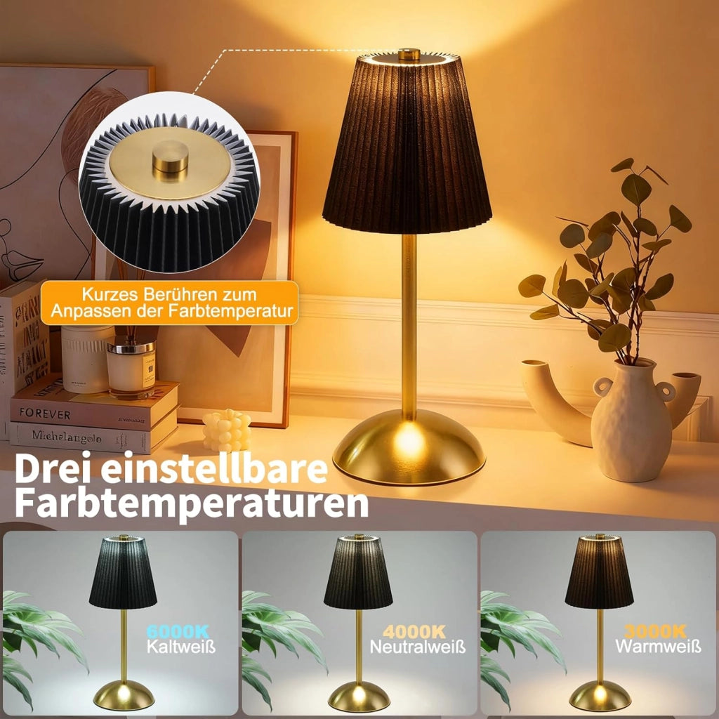 ZMH Lampada da tavolo wireless set 2 pezzi nera USB ricaricabile per comodino camera letto