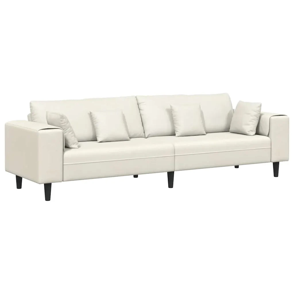 vidaXL Divano in Velluto con cuscino Crema 208 cm Velluto