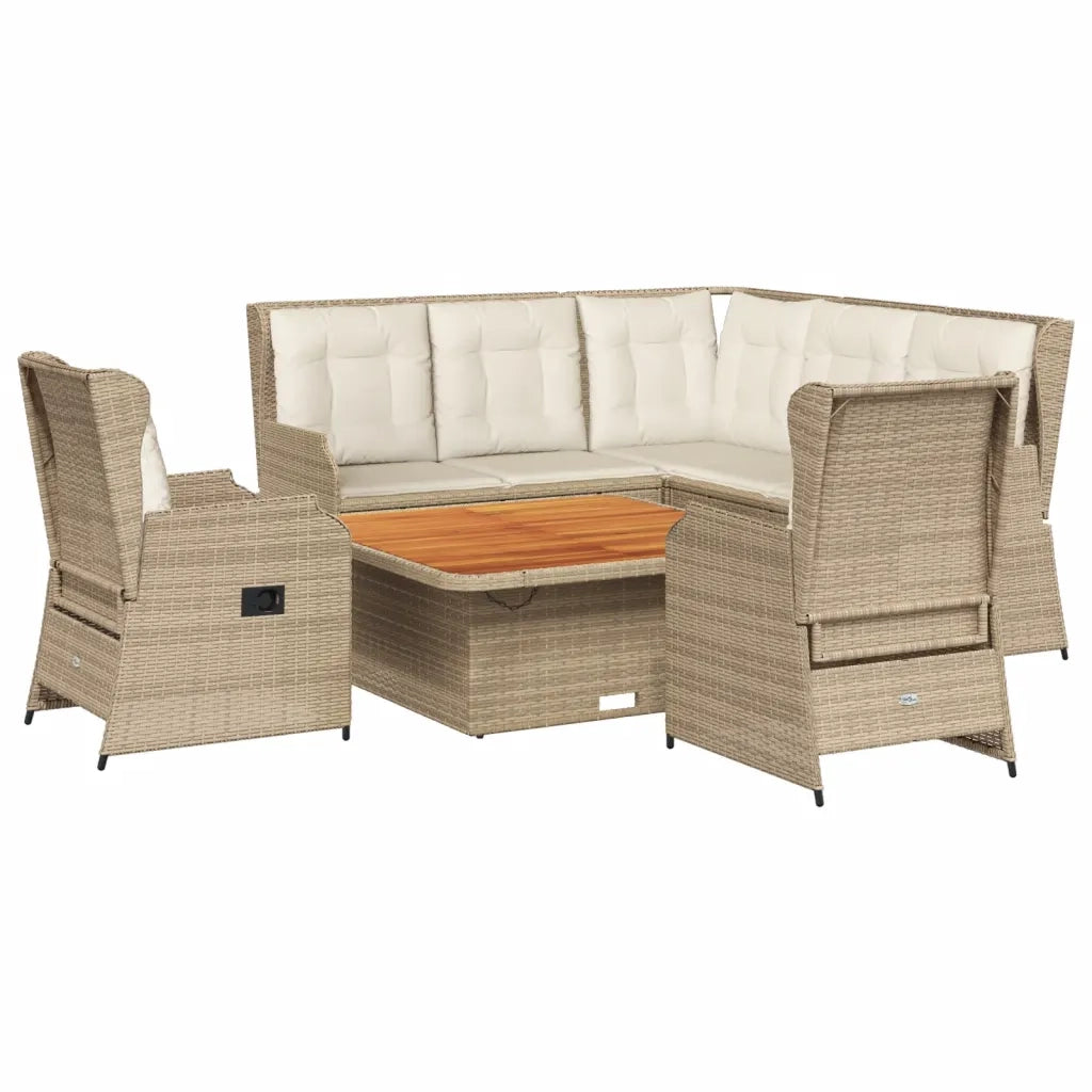 Set Divani da Giardino 6 pz con Cuscini in Polyrattan Beige 3262614